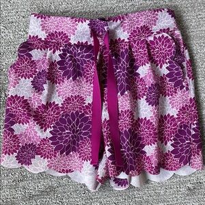 3/$15 Girls Vibrant Purple and Pink Floral Shorts with Elastic Waist